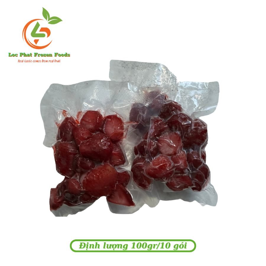 Dâu tây Mộc Châu đông lạnh định lượng 100gr dau tay moc chau dong lanh dinh luong